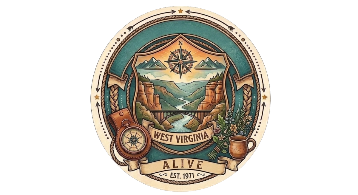 West Virginia Alive Compass - Sticker
